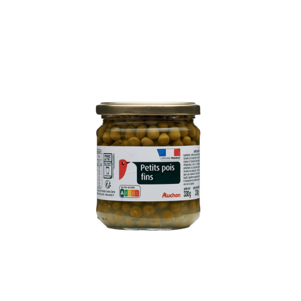 AUCHAN Petits pois fins origine France, en bocal 230g