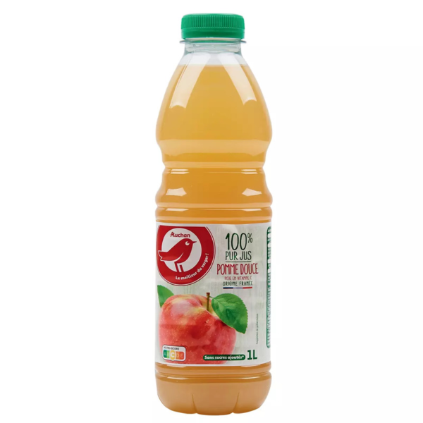 AUCHAN Pur jus de pomme trouble 1l