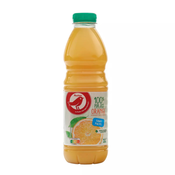 AUCHAN Pur Jus Orange Sans Pepin 1L