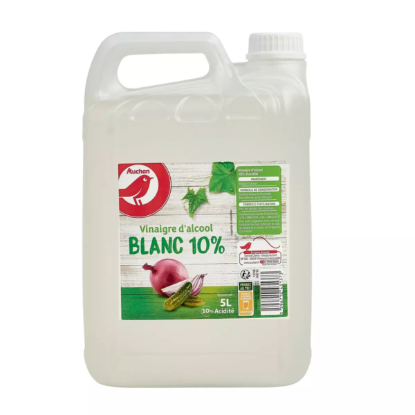 AUCHAN Vinaigre d'alcool blanc 10% en bidon 5l